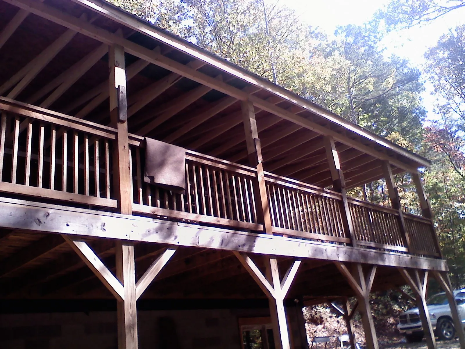 Timber framing under a new elevated porch and deck — Roof Leak Repair in Verona by Roofing Brothers